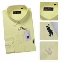 chemises manches longues ralph lauren hommes classic 2013 polo bresil poney coton jaune